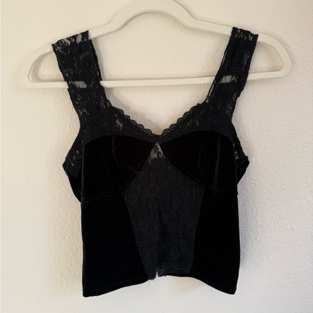 Topshop Black Velvet Top